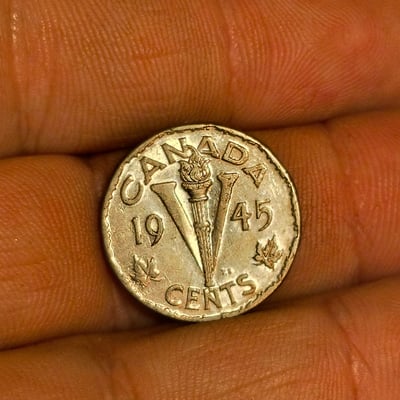 Canada 1945 five-cent coin and George VI era coin - Image 2 of 2