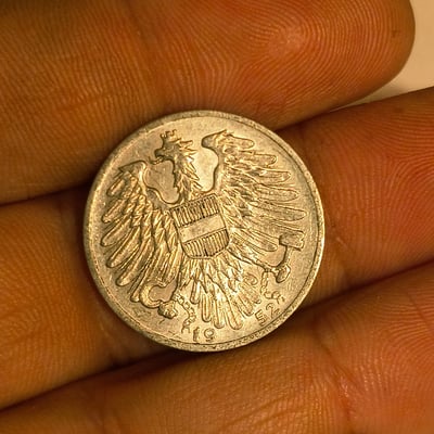 Austrian 1 Schilling coin (obverse with walking figure, reverse with heraldic eagle) - Image 2 of 2