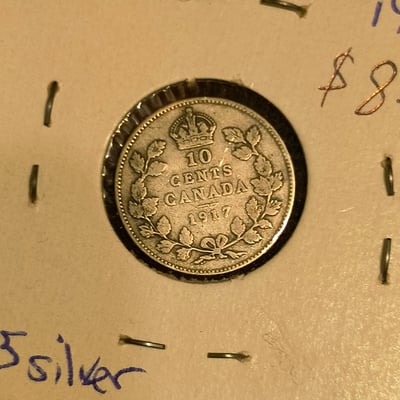 Canadian 10 Cents (1917) and George V coin - Image 1 of 2