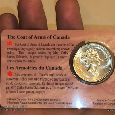 Canada Coat of Arms commemorative coin on display card - Image 2 of 2
