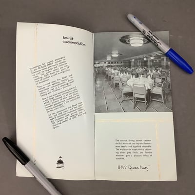 RMS Queen Mary Original Mounted Ship’s Clock and Brochures  - Image 10 of 11