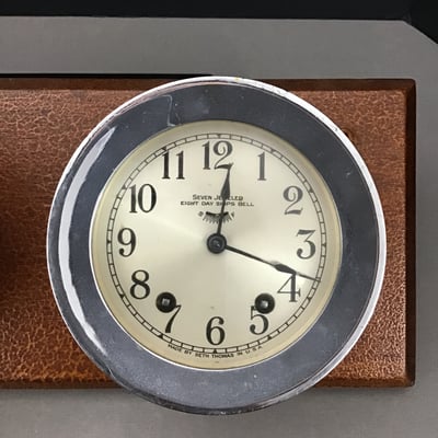 Mounted Maritime Barometer and Set Thomas Clock  - Image 3 of 5