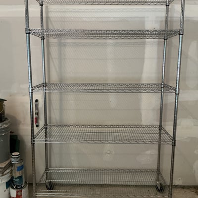 Five-Tier Chrome Wire Shelving Unit on Casters - Image 1 of 4