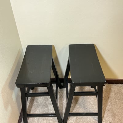 Pair of black wooden stools - Image 2 of 3