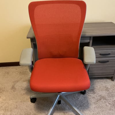 Gray desk with Orange swivel Office chair - Image 2 of 4