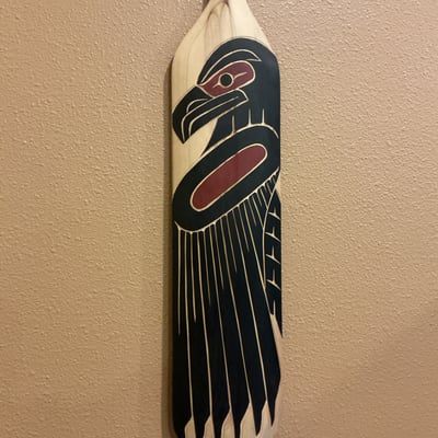 Northwest Coast Indigenous Raven Paddle Wall Sculpture - Image 2 of 5