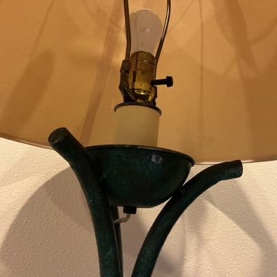 Green vine floor lamp with beige shade - Image 4 of 4