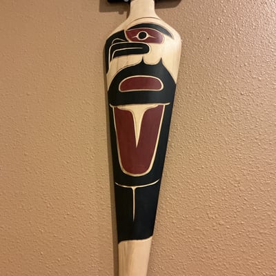 Northwest Coast Indigenous Raven Paddle Wall Sculpture - Image 3 of 5