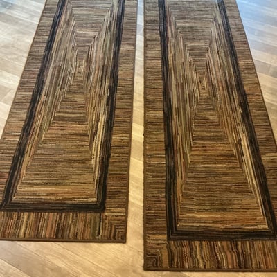 Two rectangular patterned runner rugs - Image 1 of 4