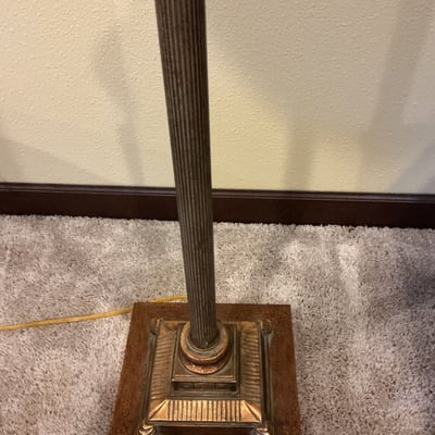 Floor lamp with decorative metal base and fabric shade - Image 5 of 6