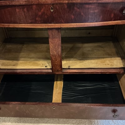 Antique dark wood sideboard with drawers and cabinets - Image 7 of 7