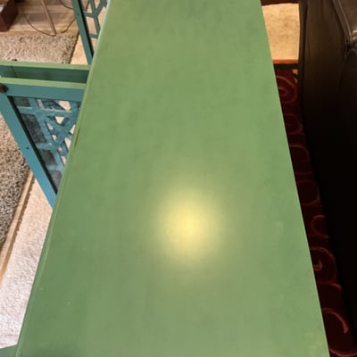 Teal-green lattice-door cabinet - Image 4 of 6