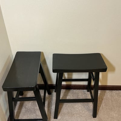 Pair of black wooden stools - Image 1 of 3
