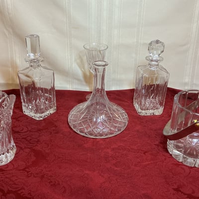 Glassware Set: Decanters, Vase, and Ice Bucket - Image 1 of 3