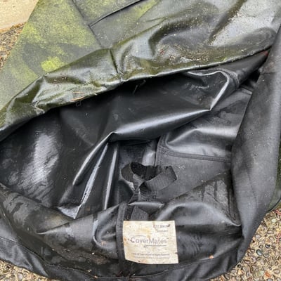 Round metal outdoor fire pit with mesh lid and cover - Image 5 of 5