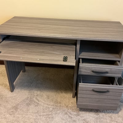 Gray desk with Orange swivel Office chair - Image 4 of 4