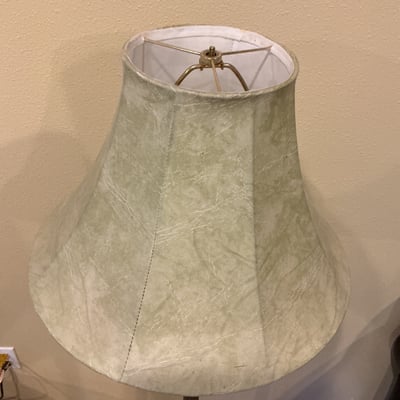 Floor lamp with decorative metal base and fabric shade - Image 2 of 6