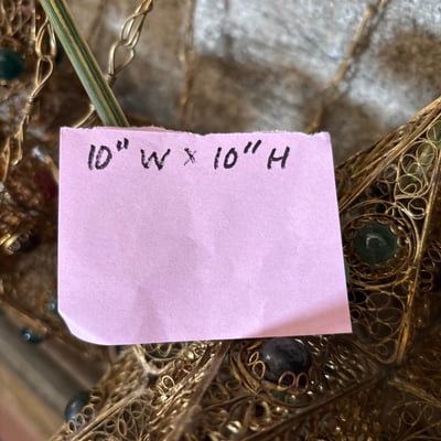 Syrian brass lantern with glass bead accents - Image 4 of 5