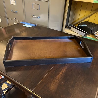 Vintage wooden rolling tea bar cart drop leaf side table w drawer tray - Image 10 of 15