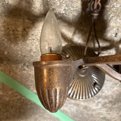 Antique Brass 3-Arm Chandelier - Image 2 of 5