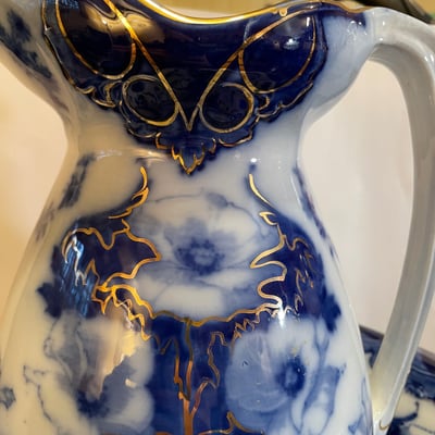 Antique Wash Jug & Basin w Gilt by Woods & Sons England - Image 2 of 13