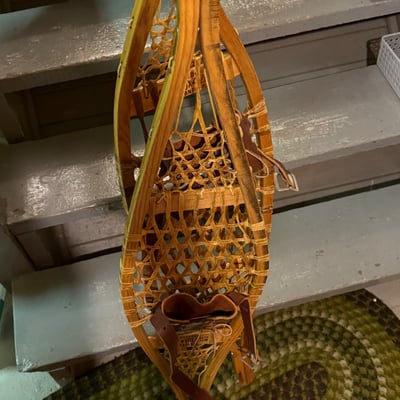 Pair of vintage wooden snowshoes - Image 1 of 2
