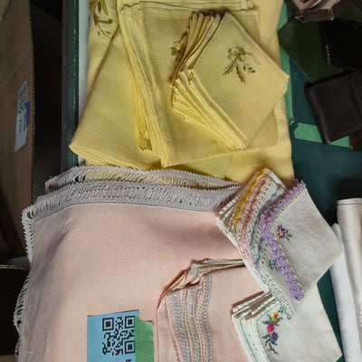 Embroidered Linen Napkins and Table Linens - Image 1 of 5