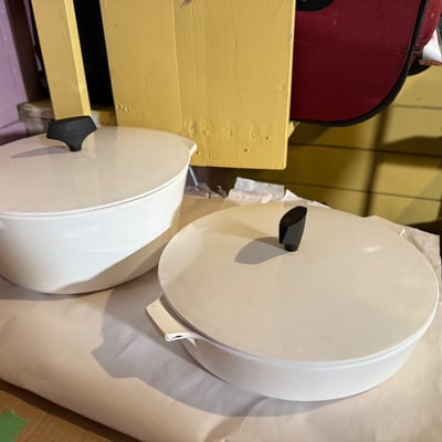 Vintage MCM Mid-Century White Corning Ware Buffet Server Set with Lids - Image 1 of 20