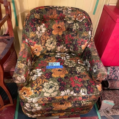 Vintage Small & Boyes floral swivel armchair - Image 1 of 9