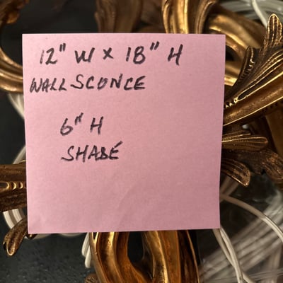 Mid-Century Louis XV Rocaille Style gilt bronze sconces, plus fabric lampshades, bulbs, and accessories  - Image 9 of 9