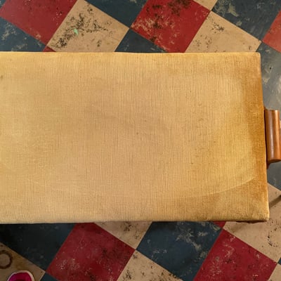 Vintage carved wooden bench with upholstered seat - Image 4 of 8