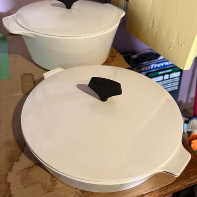 Vintage MCM Mid-Century White Corning Ware Buffet Server Set with Lids - Image 7 of 20