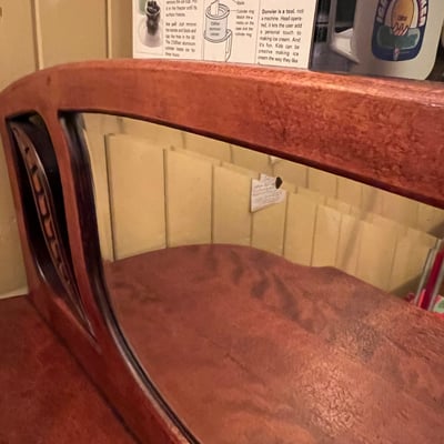 Antique Victorian mahogany etagere 3-tier shelf with beveled mirror and curved legs - Image 4 of 12