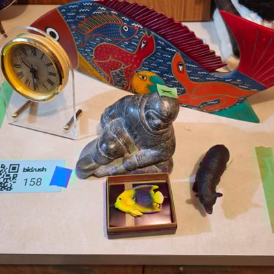 Assorted decorative art objects and clock - Image 1 of 3
