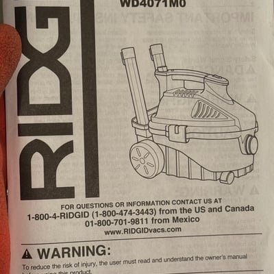 RIDGID 4-Gallon Wet/Dry Vacuum with Accessories and Manual - Image 6 of 6