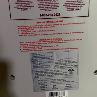 Danby Premiere portable dehumidifier - Image 4 of 5