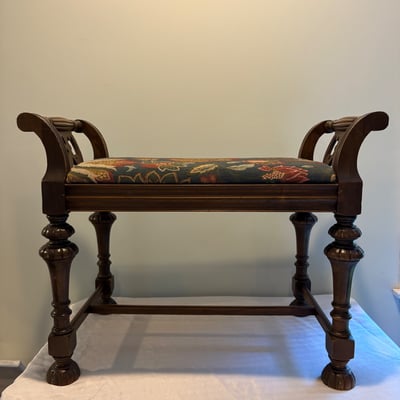1930’s Walnut Upholsetered Vanity and Chair Set - Image 2 of 6