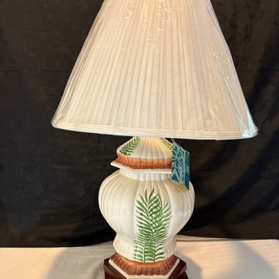 Wildwood Palm Frond Themed Porcelain Lamp, Brand New - Image 1 of 5