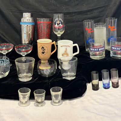 Vintage Cocktail Shaker and Logo Bar Glasses  - Image 1 of 18