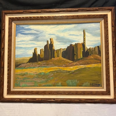 Oil Painting by D. Stearns, depicts Monument Valley - Image 1 of 4