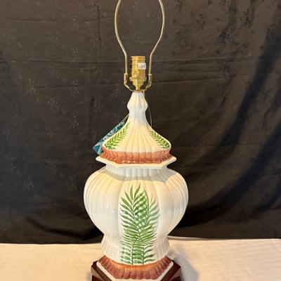 Wildwood Palm Frond Themed Porcelain Lamp, Brand New - Image 2 of 5