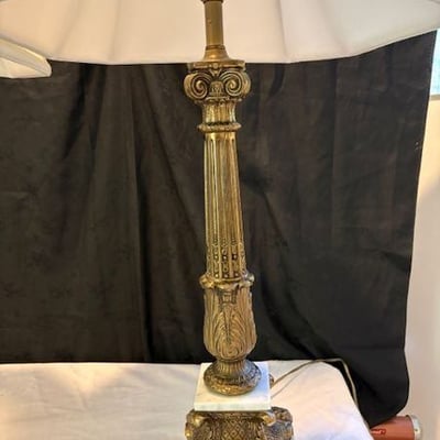 Vintage Brass and Marble Lamps - Image 3 of 4