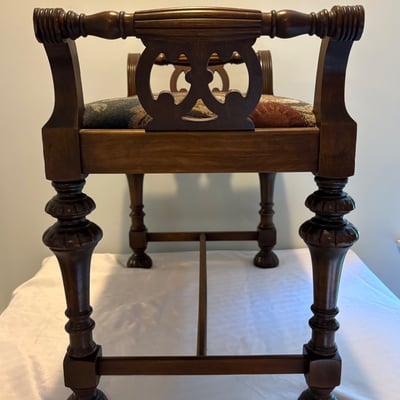 1930’s Walnut Upholsetered Vanity and Chair Set - Image 3 of 6