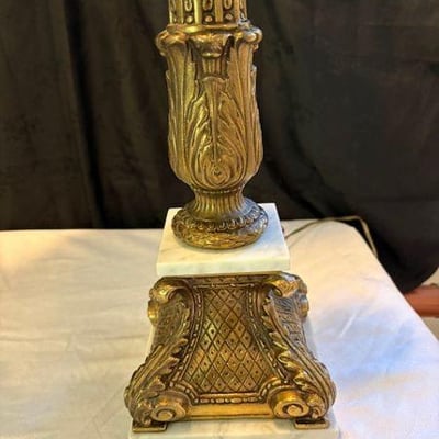 Vintage Brass and Marble Lamps - Image 2 of 4