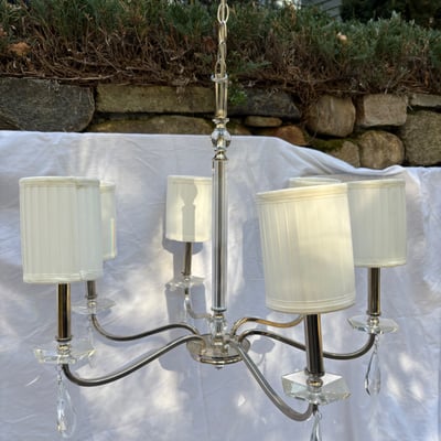 6 Light Polished Nickel Chandelier with Crystal Accents  - Image 3 of 4