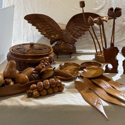 Monkey Pod Carved Wooden Pieces from the Phillipines  - Image 1 of 15