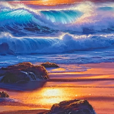 Framed Painting and display light, signed - Image 4 of 11