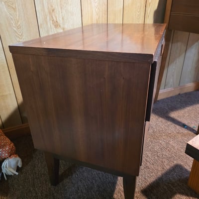 Two-drawer mid-century wooden nightstand - Image 6 of 7