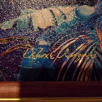 Framed Painting and display light, signed - Image 5 of 11