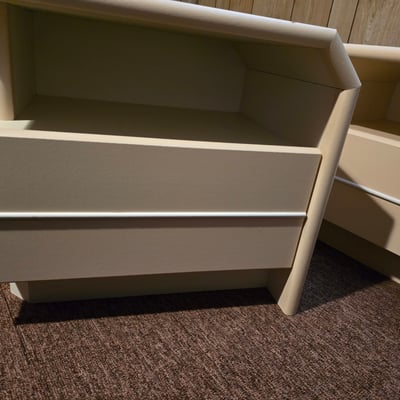 Pair of beige two-drawer nightstands - Image 4 of 13